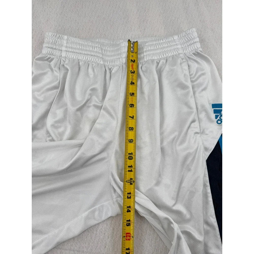 Vintage Y2K Adidas Mens Basketball Shorts White Striped Shiny Mesh Baggy M/L